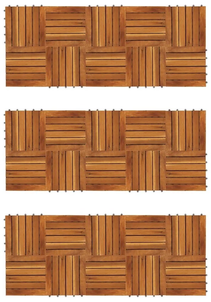 271791 vidaXL Conjunto de 30 azulejos decorativos, em acácia, padrão vertical