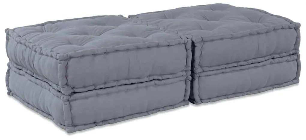 Sofá Pouf Modular para 2 Pessoas que se Transforma em Tecido Cinza