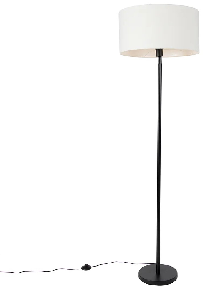 Candeeiro de pé preto com abajur branco 50 cm - Simplo Moderno