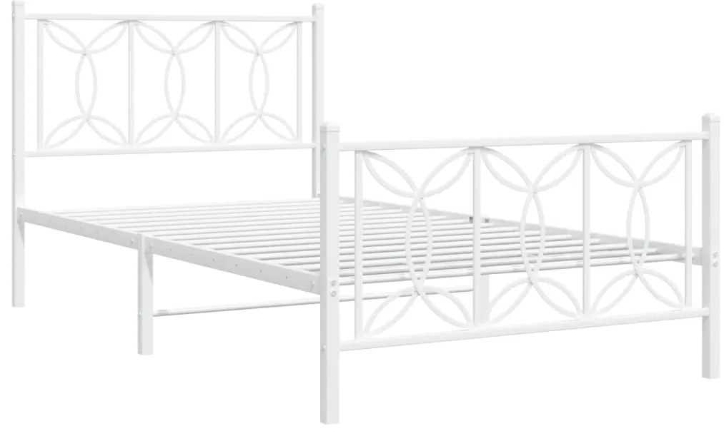 Estrutura de cama com cabeceira e pés 107x203 cm metal branco