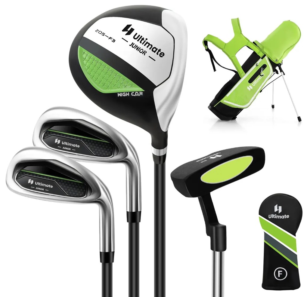 Conjunto completo de tacos de golfe júnior para crianças com capa de chuva para destros, idade de golfe para crianças de 8 a 10 anos - azul