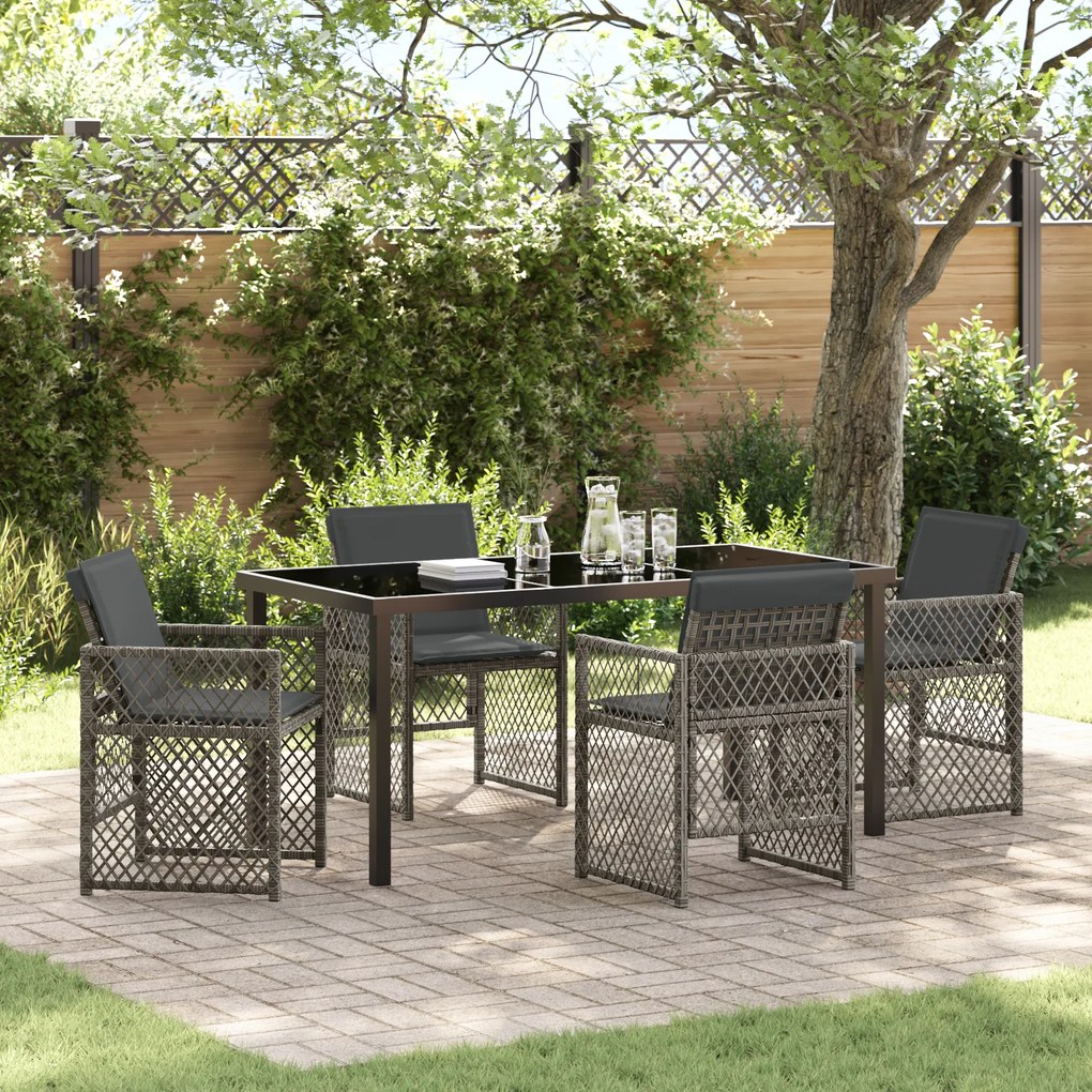 Conjunto de Jantar Jardim vidaXL de 5 Peças com Almofadas Cinza de Pol