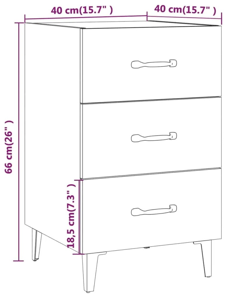 Mesa de cabeceira 40x40x66 cm derivados de madeira branco