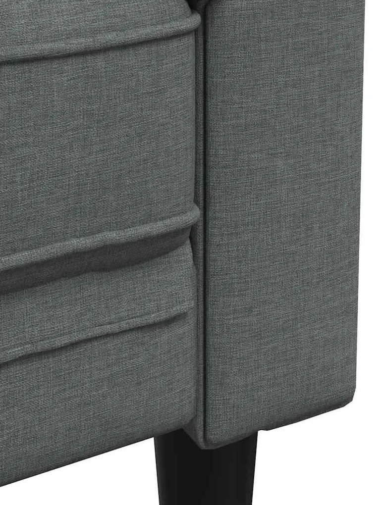 Sofá chesterfield tecido cinzento-escuro