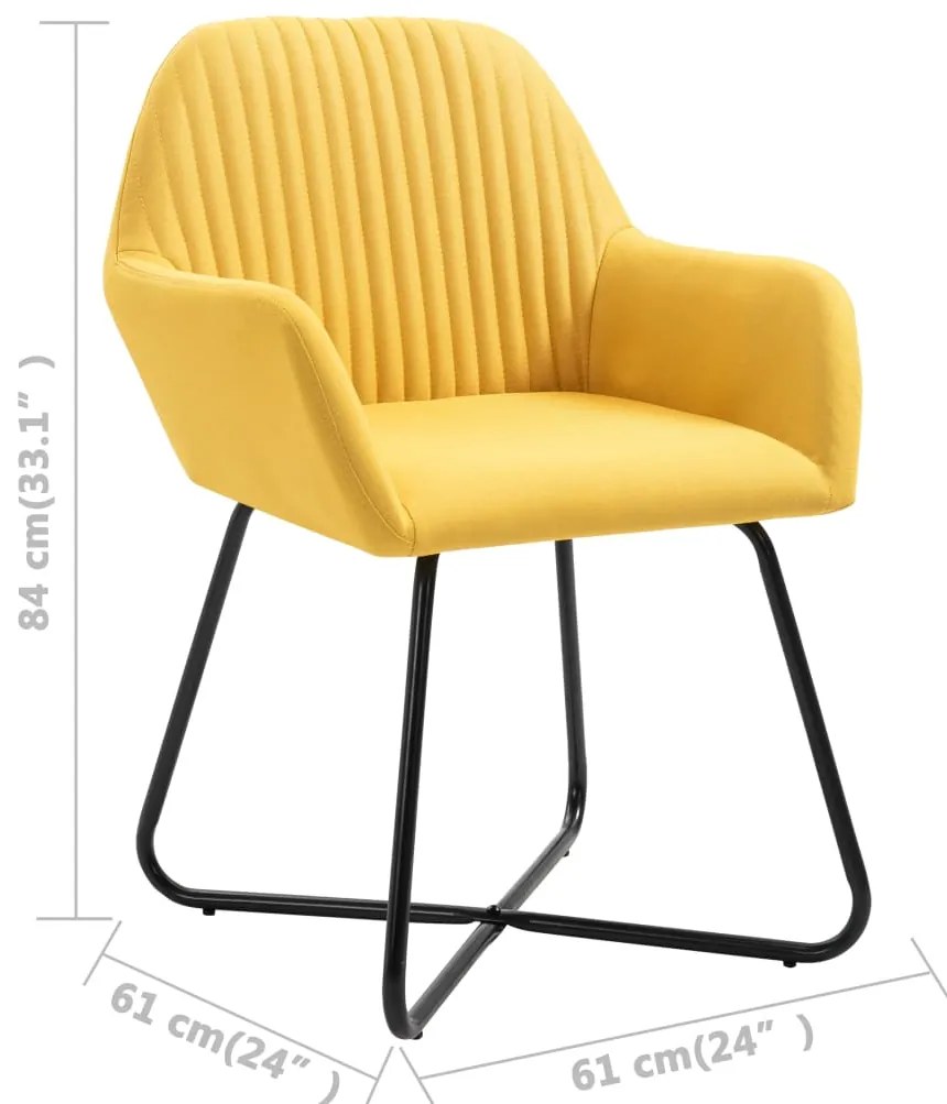 Cadeiras de jantar 2 pcs tecido amarelo