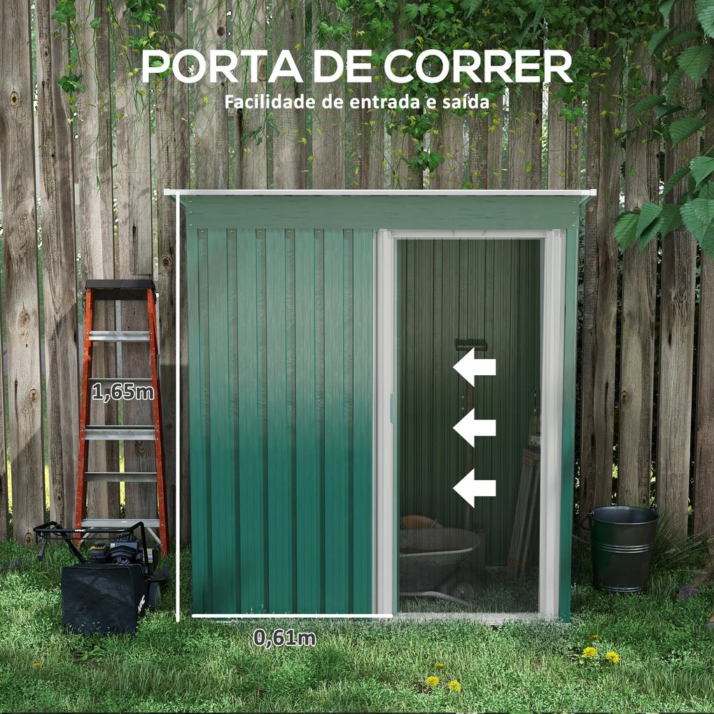Casetta Verde Chiaro – Abrigo de Jardim Metálico 1,5 m² com Porta de C