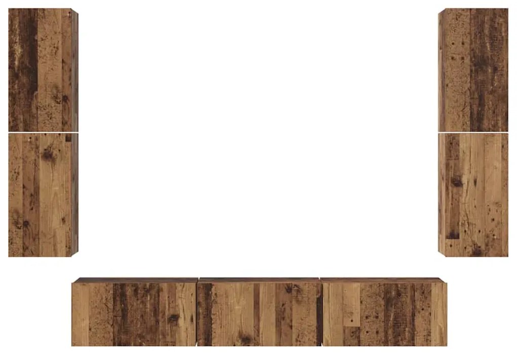 Conjunto de móvel de TV 7 pcs Madeira Antiga 80 x 30 x 30.5 cm