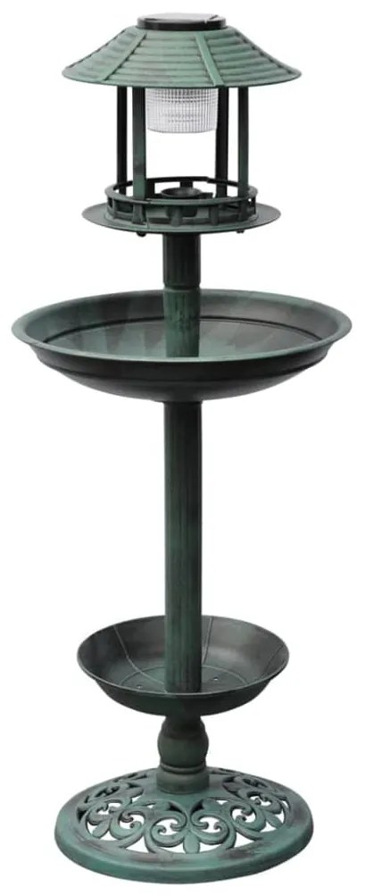 vidaXL Banheira/comedouro de pássaros com luz solar