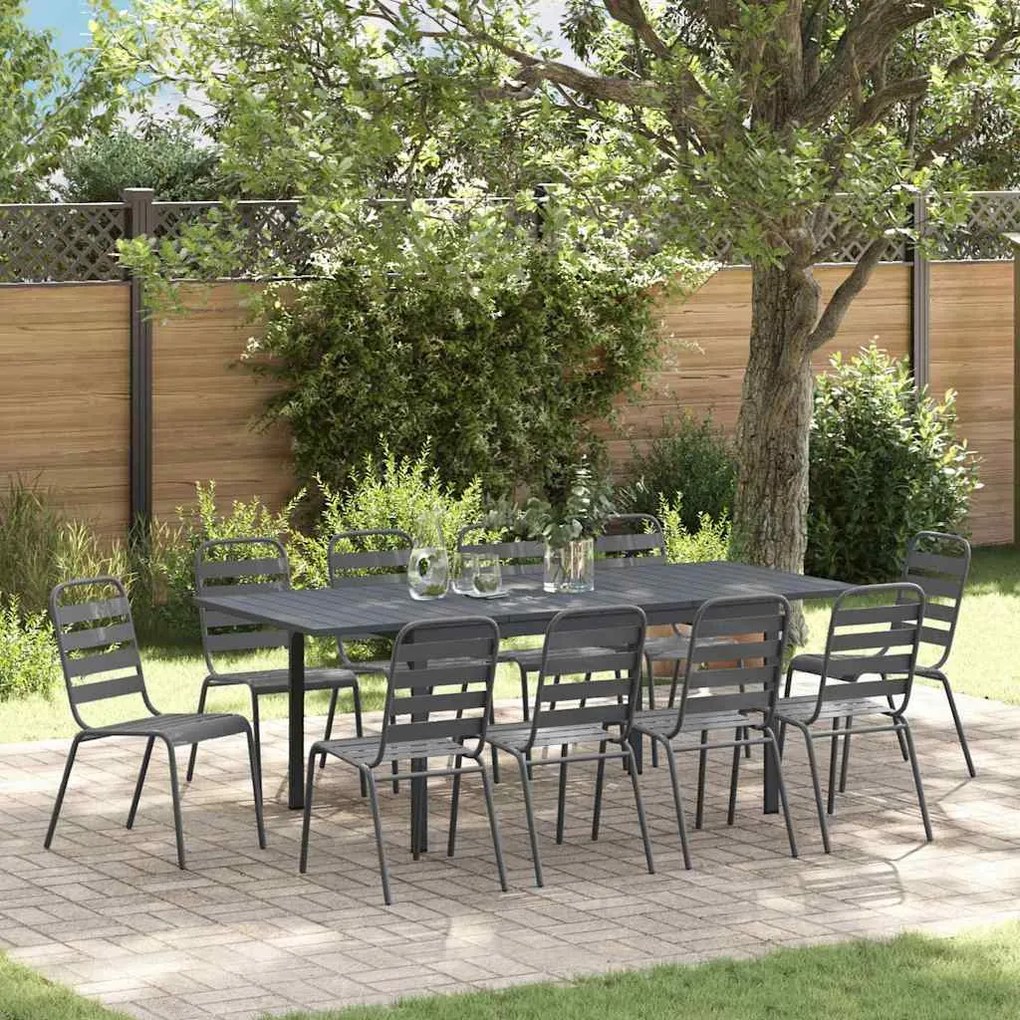 vidaXL Conjunto de Jantar de 11 Peças 11 pcs Cinzento Largo Metal