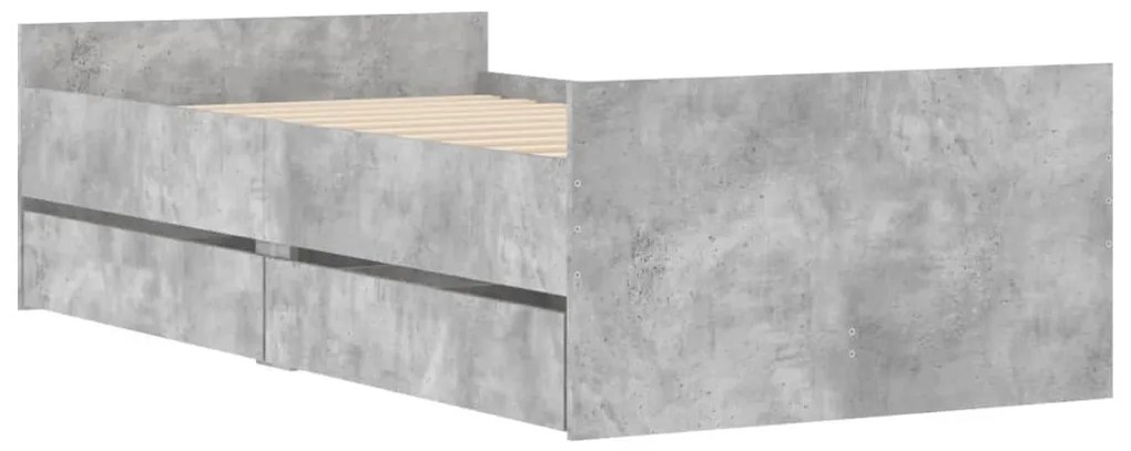 Estrutura de cama com gavetas 90x190 cm cinzento-cimento