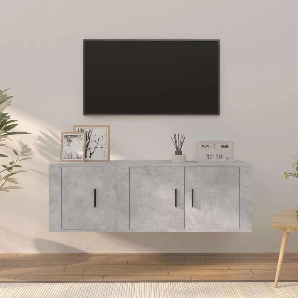 vidaXL 2 pcs conjunto móveis de TV derivados de madeira cinza cimento