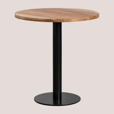 Mesa De Bar Redonda Em Madeira De Acácia Macchiato Ø70 Cm & Preto - Sklum