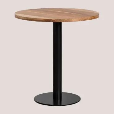 Mesa De Bar Redonda Em Madeira De Acácia Xiren Madeira De Acácia - Preto & Ø70 Cm - Sklum