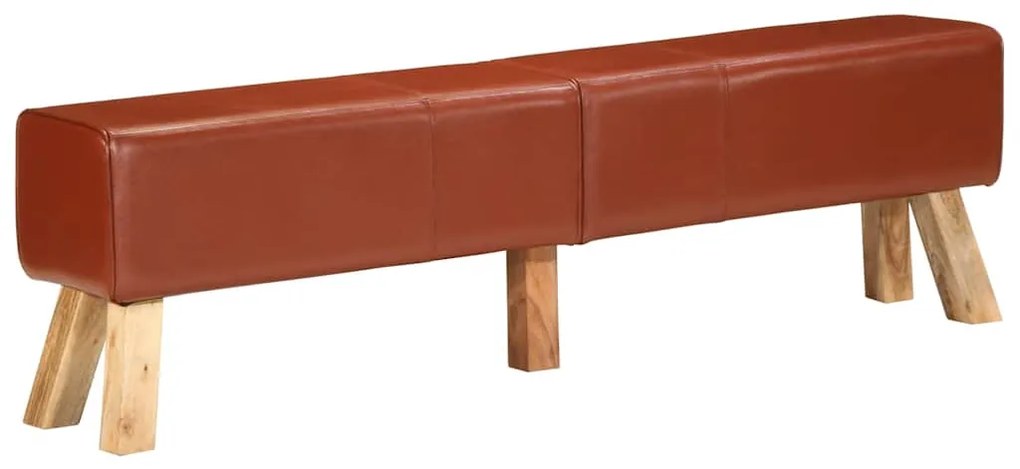 Banco de ginásio 160 cm couro genuíno castanho