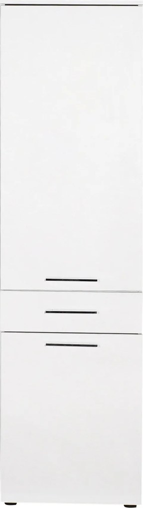 Armário Multiusos com Cesto "Wanna" - Branco - 52x187x38 cm - Design M