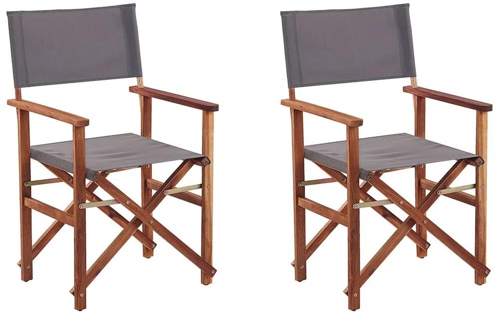 Conjunto 2 cadeiras em madeira escura capas cinzentas CINE Beliani