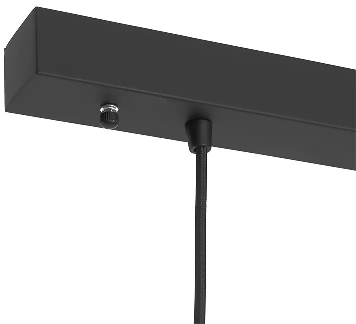 Candeeiro de suspensão Art Deco preto com vidro fumê oblongo 3-luzes - Busa Art Deco