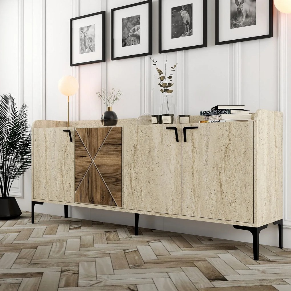 Console Venedik – Walnut Travertine – 180x78x35 cm