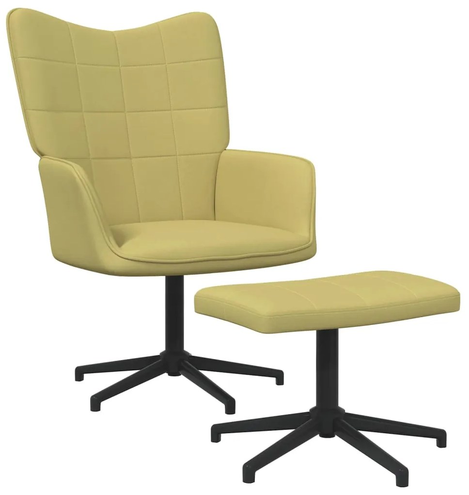 327979 vidaXL Cadeira de descanso com banco tecido verde