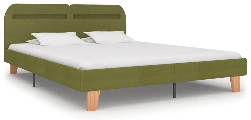 Estrutura de cama com LED sem colchão 150x200 cm tecido verde
