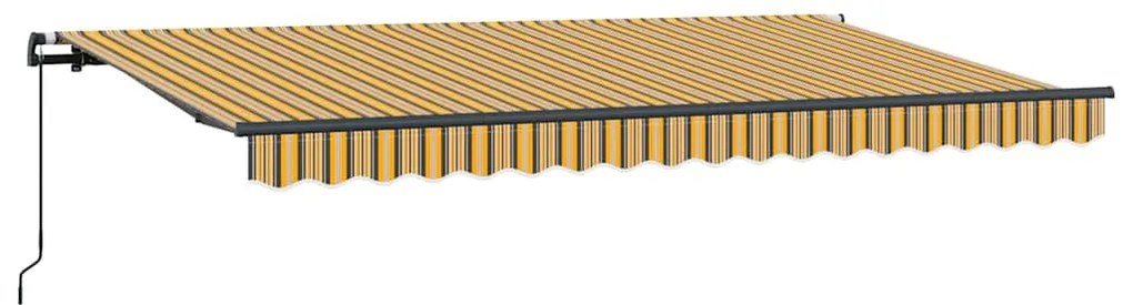 Toldo Retrátil Manual Amarelo e Laranja e Branco