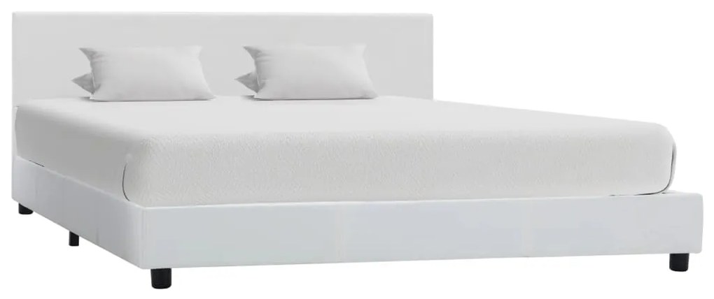 vidaXL Estrutura de cama 160x200 cm couro artificial branco