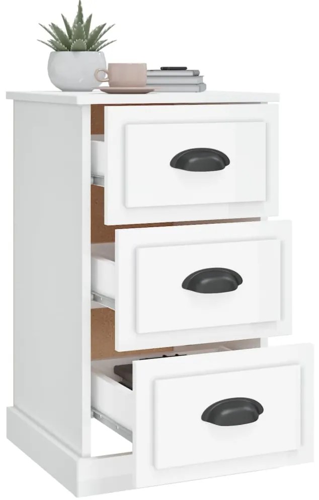 Mesa cabeceira 39x39x67 cm derivados madeira branco brilhante