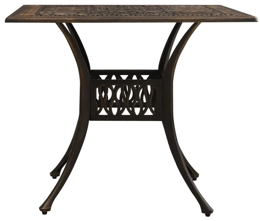 Mesa de jardim 90x90x73 cm alumínio fundido bronze