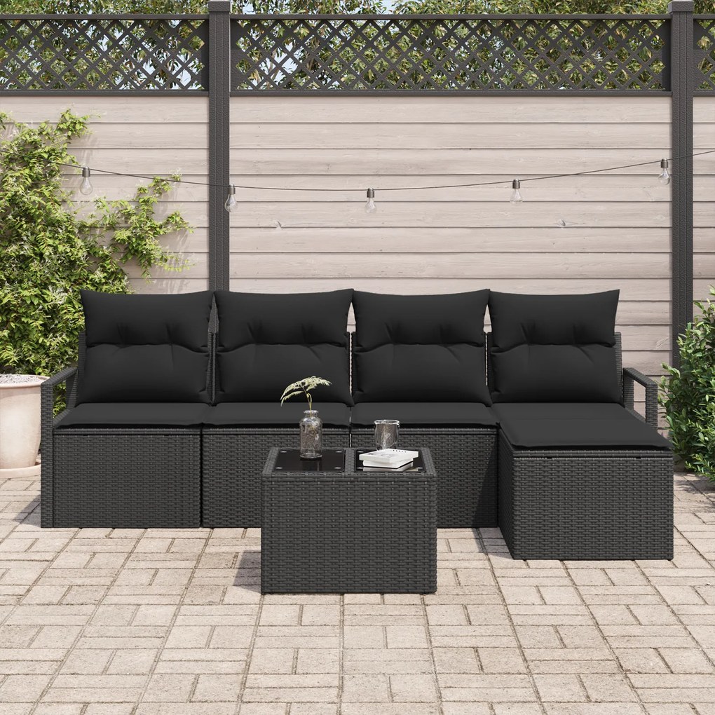 Conjunto de Sofás de Jardim vidaXL de 6 Peças com Almofadas Bege Ratta