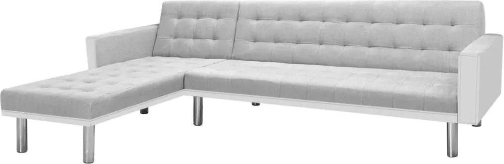 Sofá-cama tecido com chaise longue 218x155x69cm branco cinzento