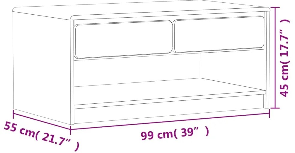Mesa de centro SAUDA 99x55x45 cm pinho maciço cor carvalho