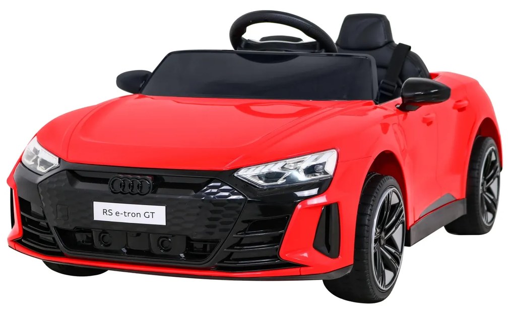 Carro elétrico para Crianças 12V 4x4 Audi RS E-Tron GT Rodas de EVA, Assento de couro Vermelho