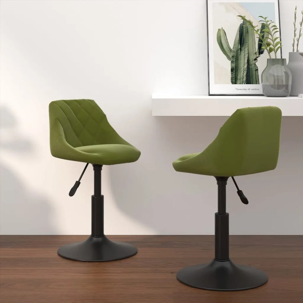 Cadeiras de jantar giratórias 2 pcs veludo verde-claro