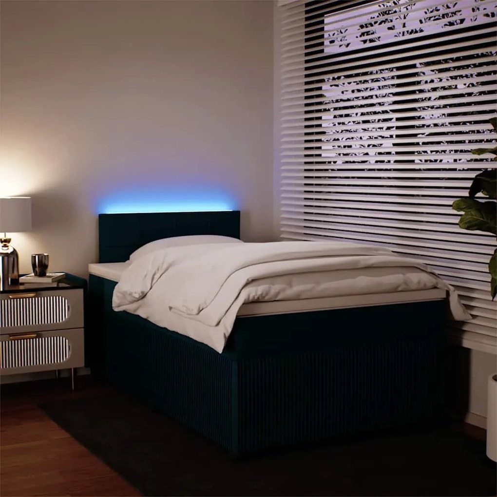 Cama boxspring com colchão 120x200 cm veludo azul