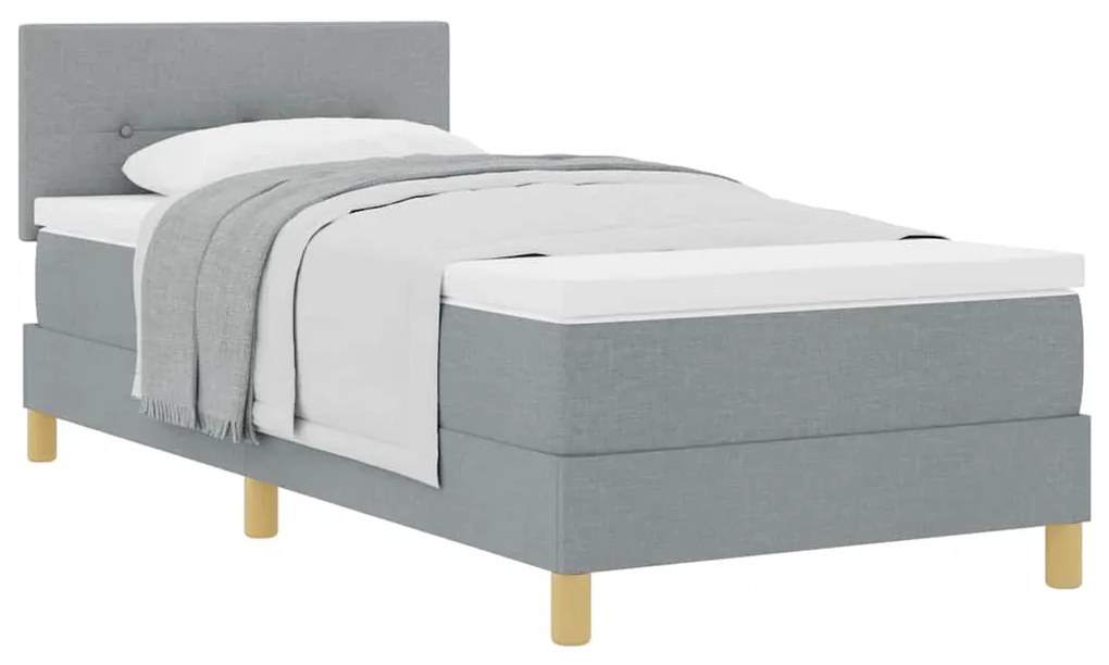 Cama Box Spring com Colchão Cinza Claro 90x200 cm Tecido