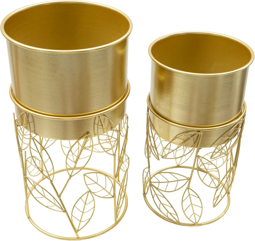 CONJUNTO DE 2 SUPORTES VASOS DOURADO Ø 23X43-20X36 CM (PLANTAS NÃO INCLUIDAS)