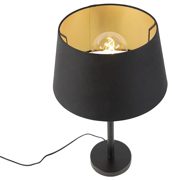 Candeeiro de mesa clássico preto com abajur preto 32 cm - Simplo Clássico / Antigo