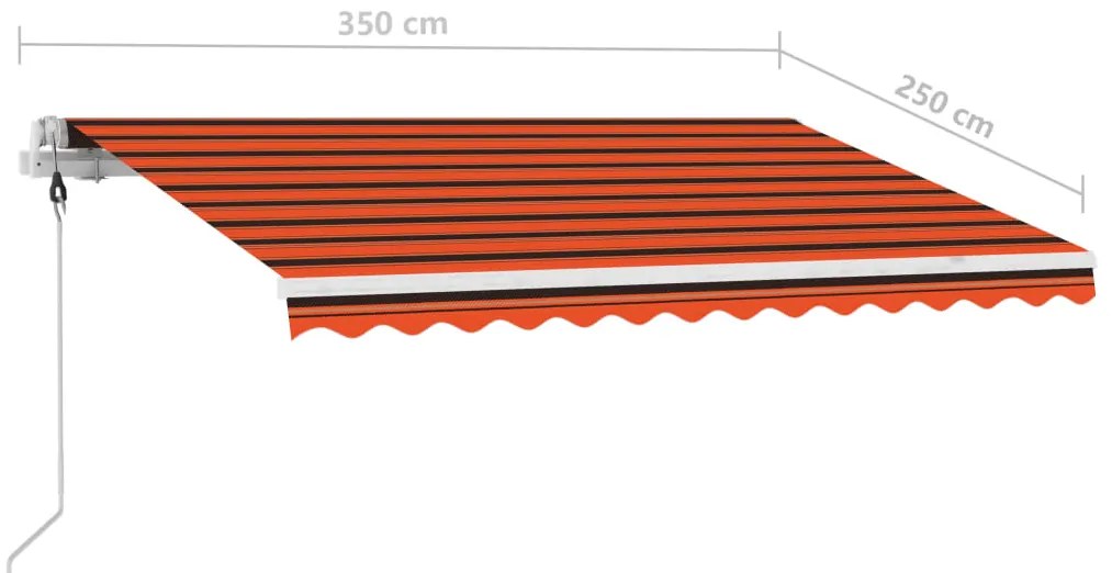 Toldo automático independente 350x250 cm laranja e castanho