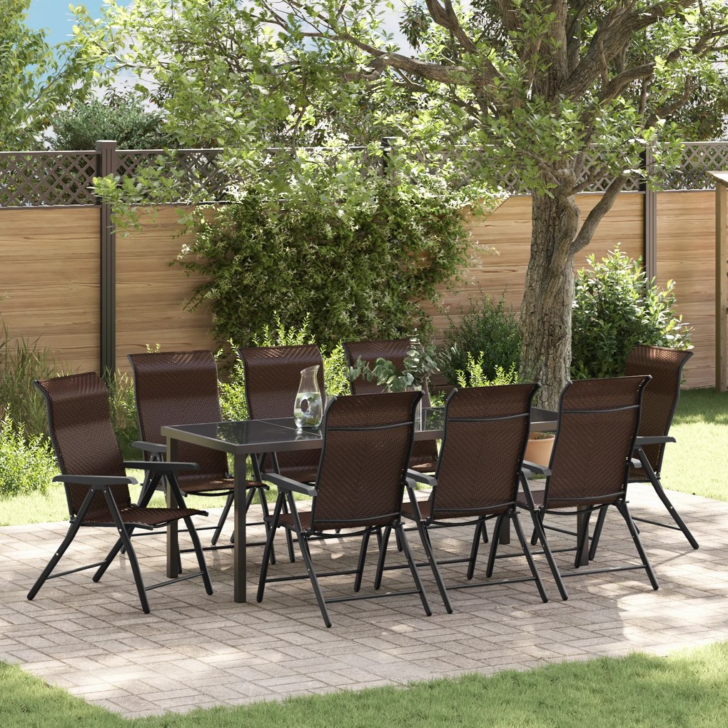 vidaXL Conjunto de Jantar em Jardim 9 Peças Castanho Rattan Sintético
