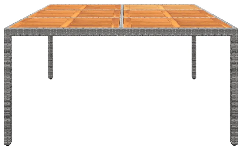 Mesa jardim 200x150x75 cm madeira de acácia e vime PE cinzento