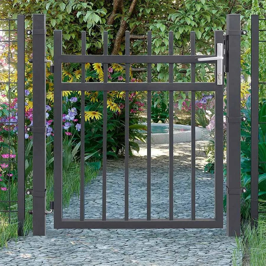 Portão Pequeno de metal para jardim 106 x 6 x 145 cm Cinzento