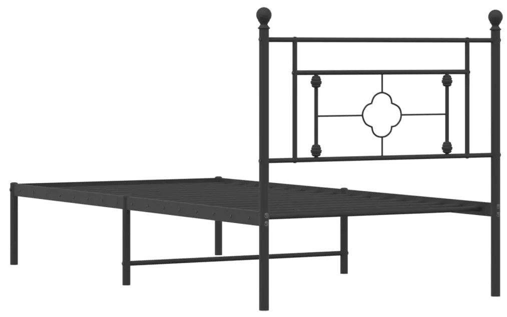 Estrutura de cama com cabeceira 100x190 cm metal preto