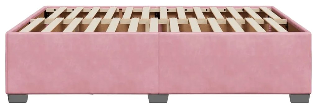 Estrutura de cama 140x200 cm veludo rosa