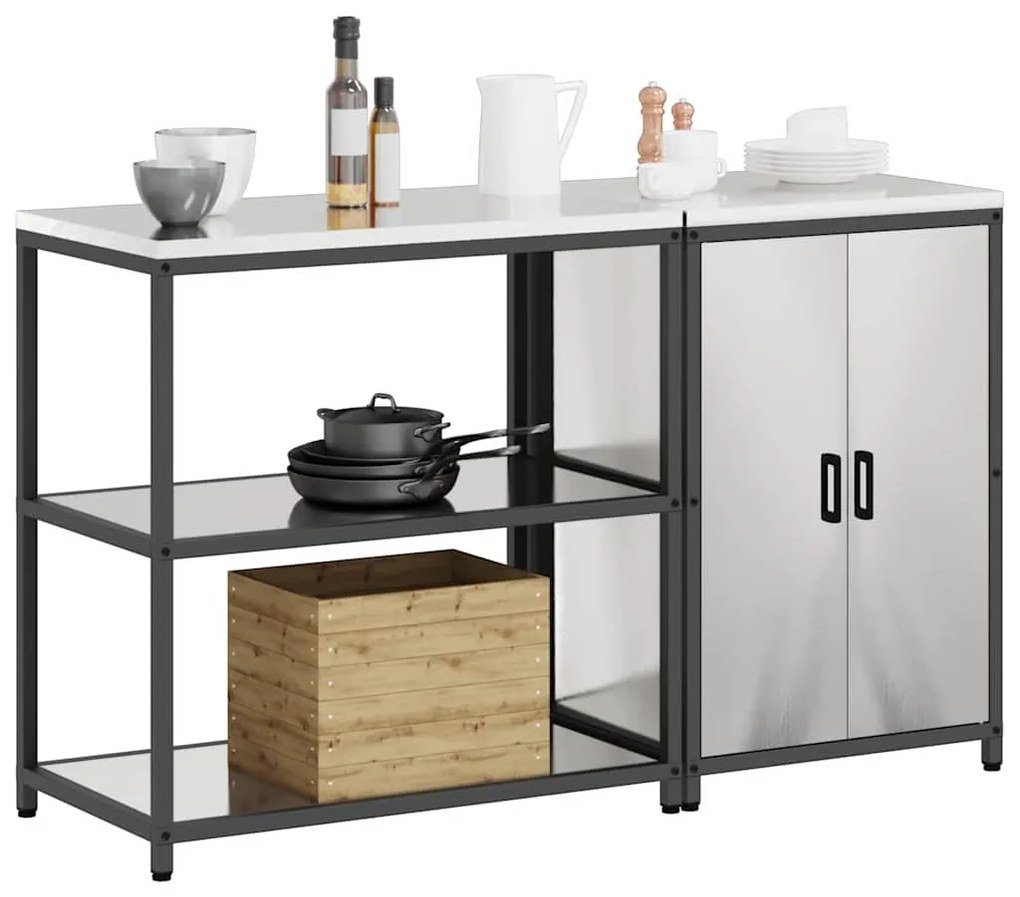 Conjunto de Armazenamento de Cozinha com prateleira 2 pcs Prata
