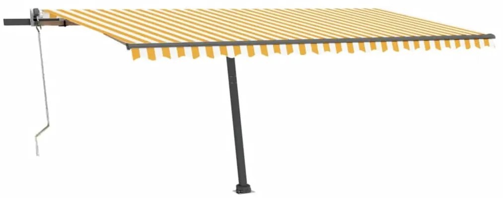 Toldo autom. LED e sensor de vento 500x300 cm amarelo/branco