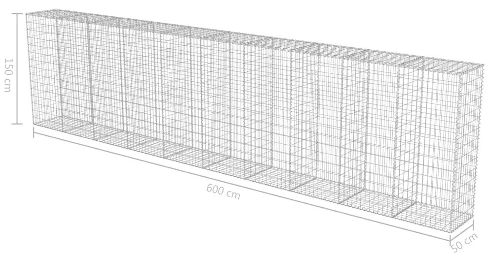 Muro gabião com tampas aço galvanizado 600x50x150 cm
