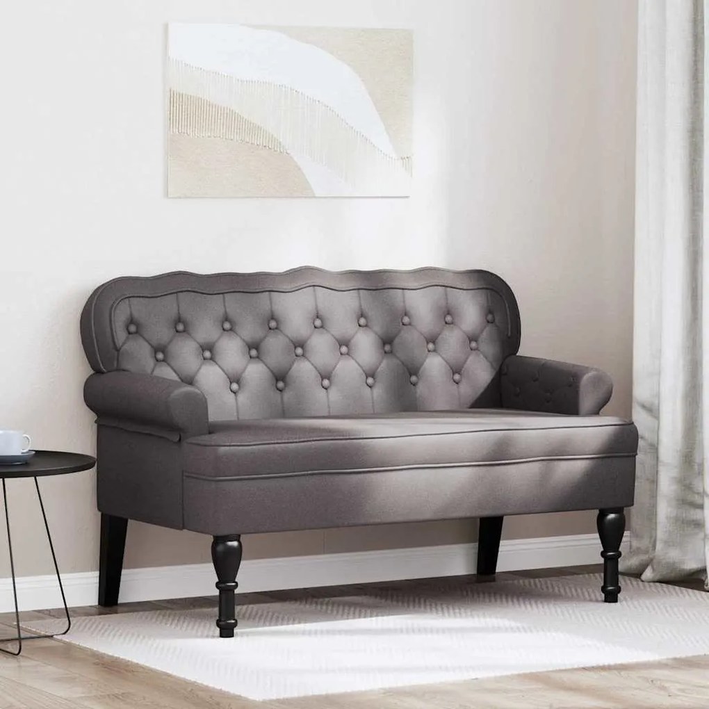 vidaXL Banco Chesterfield Cinzeto 119,5 x 64,5 x 75 cm Couro Sintético