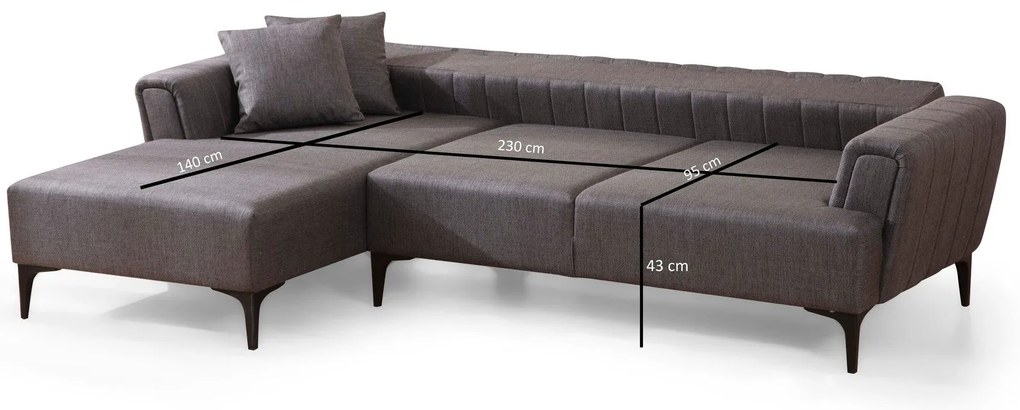Sofá-cama de canto Hamlet – Cinzento Escuro – 140x270 cm
