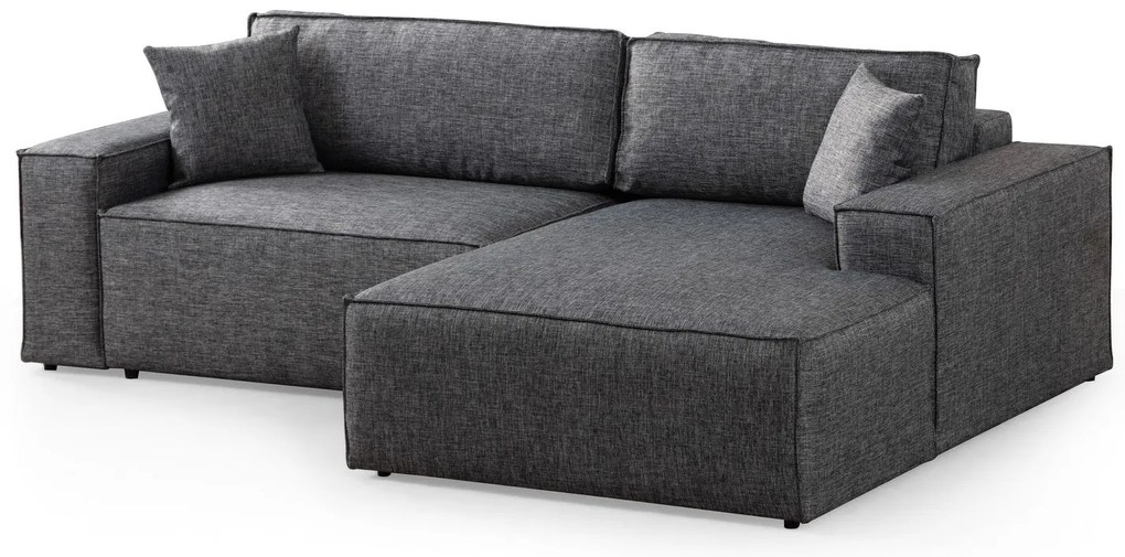 Sofá-Cama de Canto Pırlo – Cinzento Escuro – 260x78x170 cm