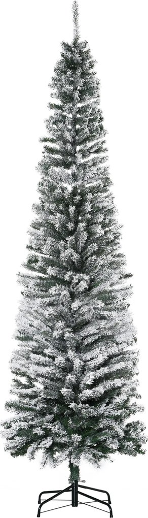 HOMCOM Árvore de Natal 225 cm Árvore de Natal Artificial Nevado com 738 Ramos e Suporte de Metal Verde e Branco | Aosom Portugal
